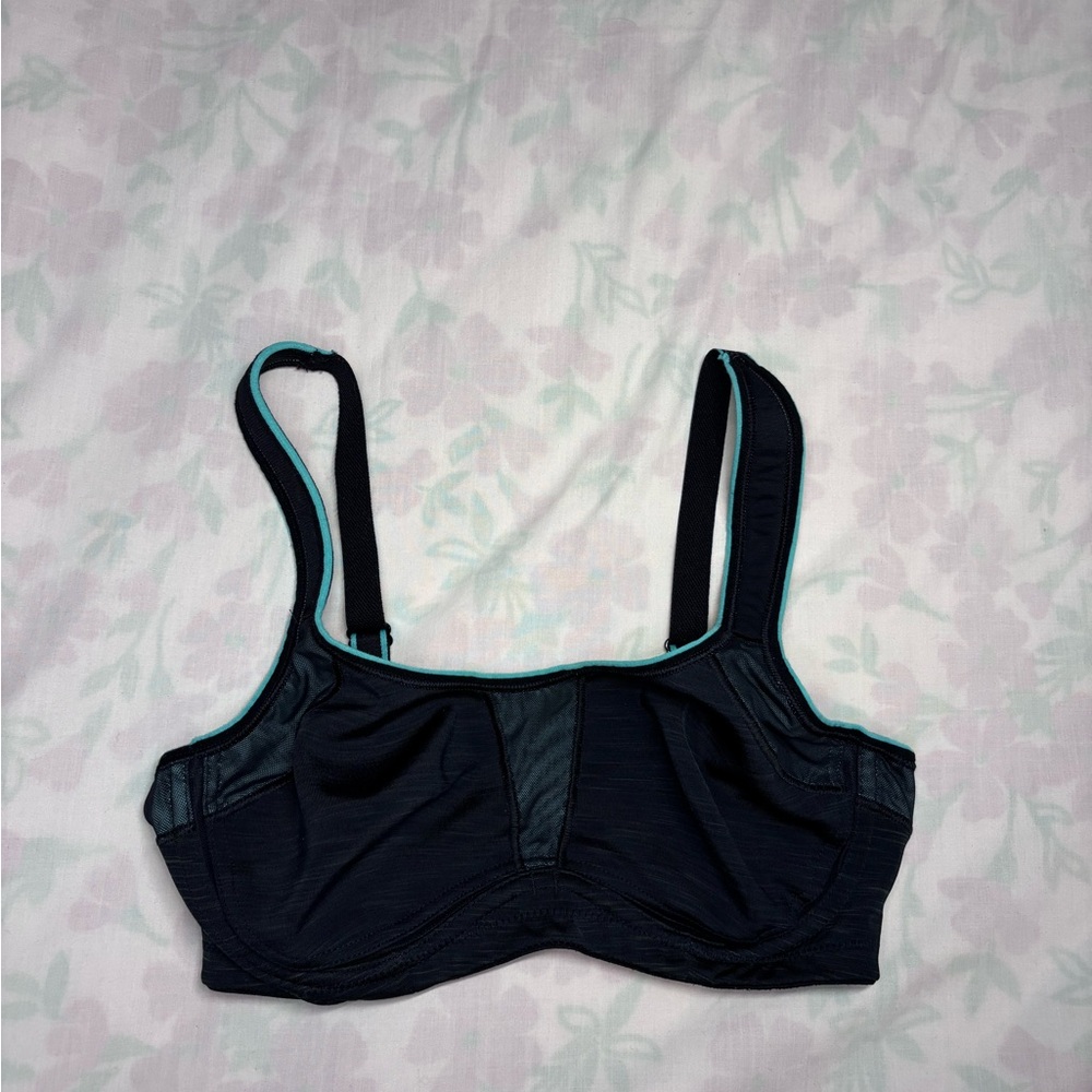 Elegant Black Bra with Teal Highlights